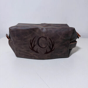 PU Leather Toiletry Bag for Men Laser-Engraved Initial C